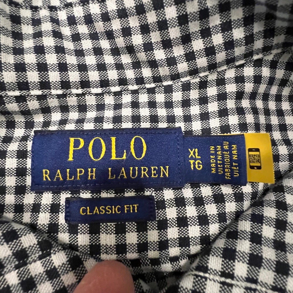 Polo Ralph Lauren Mens XL Classic Fit Black White Gingham Button Down Shirt - Picture 2 of 7